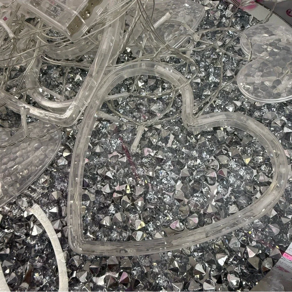 Clear Heart String Lights - Decorative LED Heart Garland